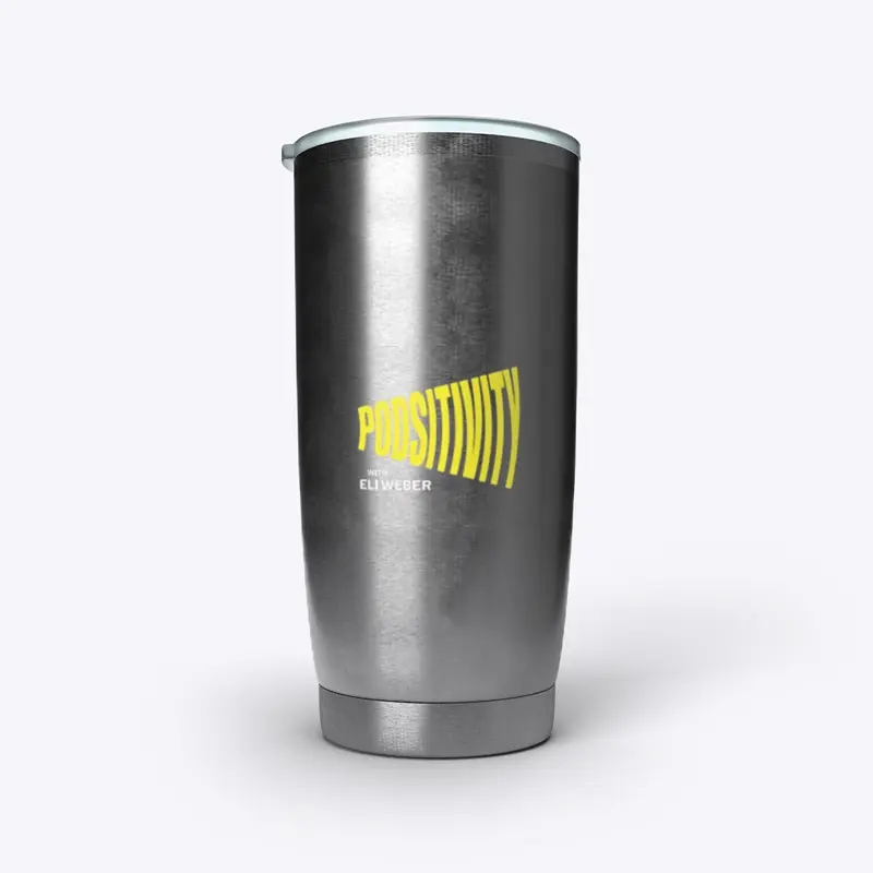 tumbler with Podsitivity Podcast logo